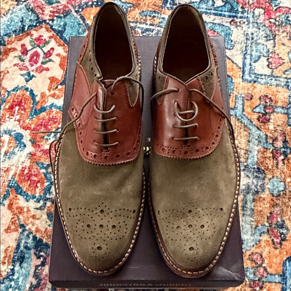 Johnston & Murphy Olive and Brown Oxfords